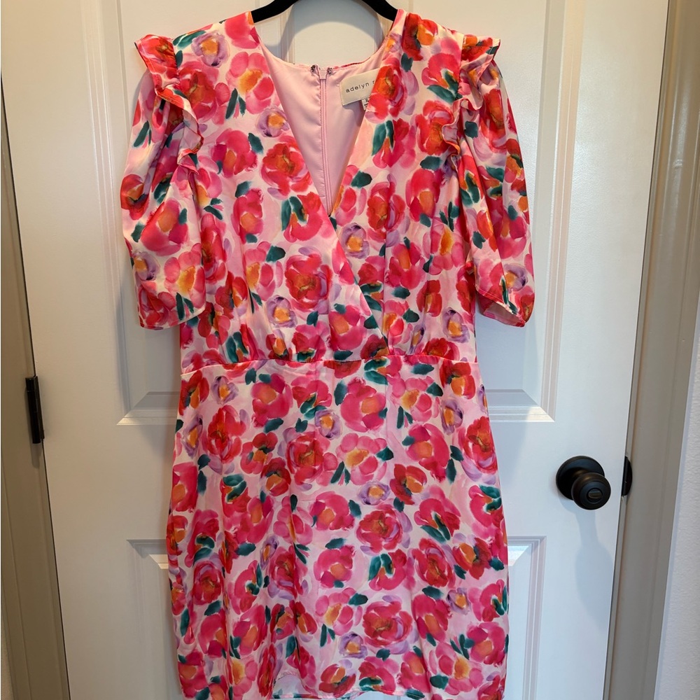 Adelyn Rae Pauline Floral Puff Sleeve Minidress